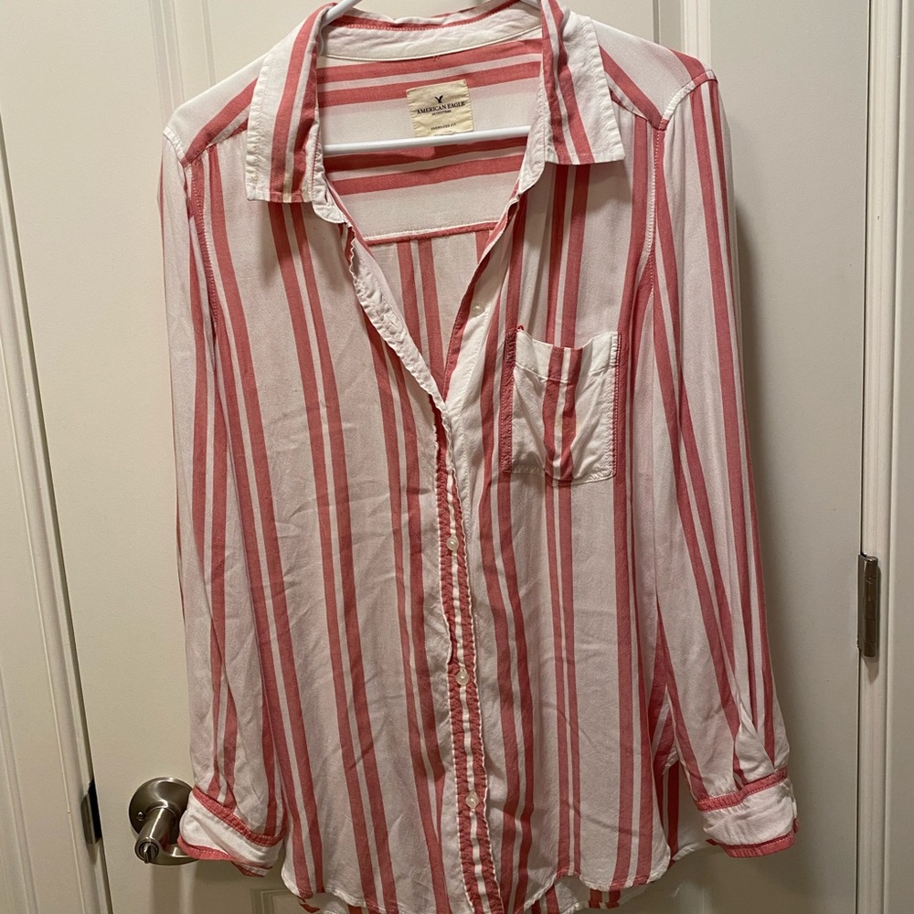 American Eagle Candy-Striped Button-Down